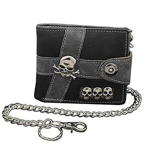3792 Skull Punk Biker Casual Hasp Wallet Purse With Chain Or Boy